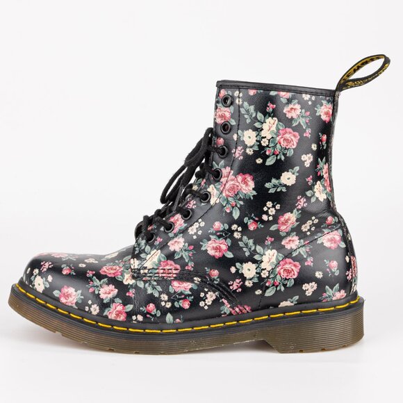 DR MARTENS 1460 Pascal English Vintage Rose Floral Combat Boots 9 - Picture 4 of 13
